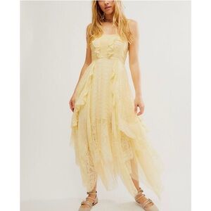 Free People Sheer Bliss Maxi Dress Anise Flower in Yellow